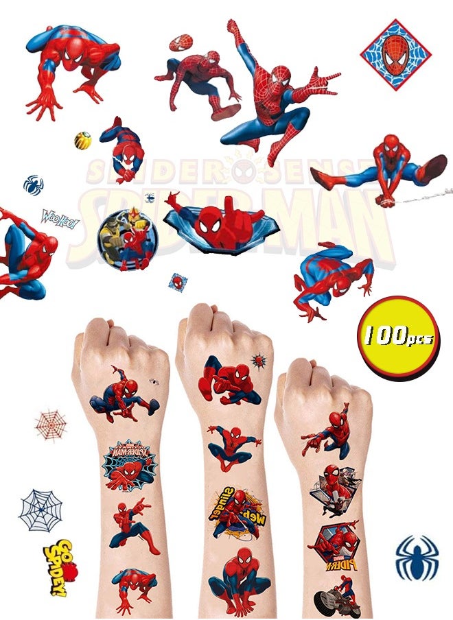 Organizer 8 Sheets Temporary Tattoos for Kids, Cute Cartoon Tattoos for Girls Boys Party, Spider Man Tattoo Stickers Decorations Birthday Party Supplies Favors for Boys and Girls  - Image 1
