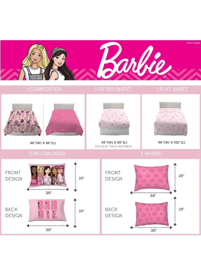 Franco Franco Barbie Barbicore Bedding Super Soft Comforter and Sheet Set with Sham, 7 Piece Queen Size, (Official Licensed Product)  - Image 3