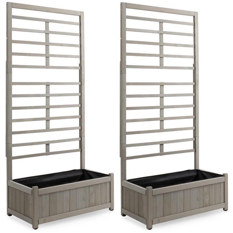 Casafield Set of Two Wooden Climbing Planter Boxes  Raised Garden Beds with Trellis Plant Stand for Outdoor