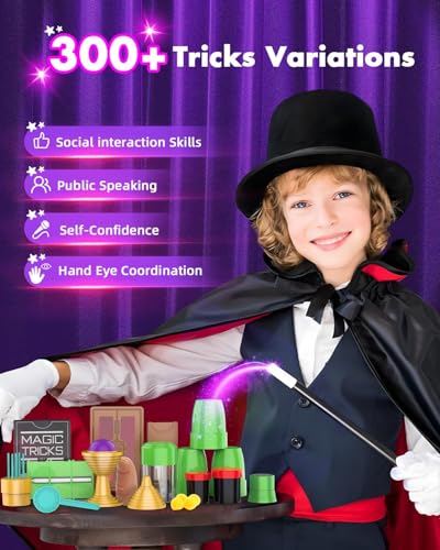 AEROQUEST Magic Kit for Kids 300 Magic Tricks Perfect Toy for Boys and Girls Magic Wand Magician Set with Instruction Manual and Video for Beginners Ages 6 7 8 9 10 11 12 Years Old - Image 5