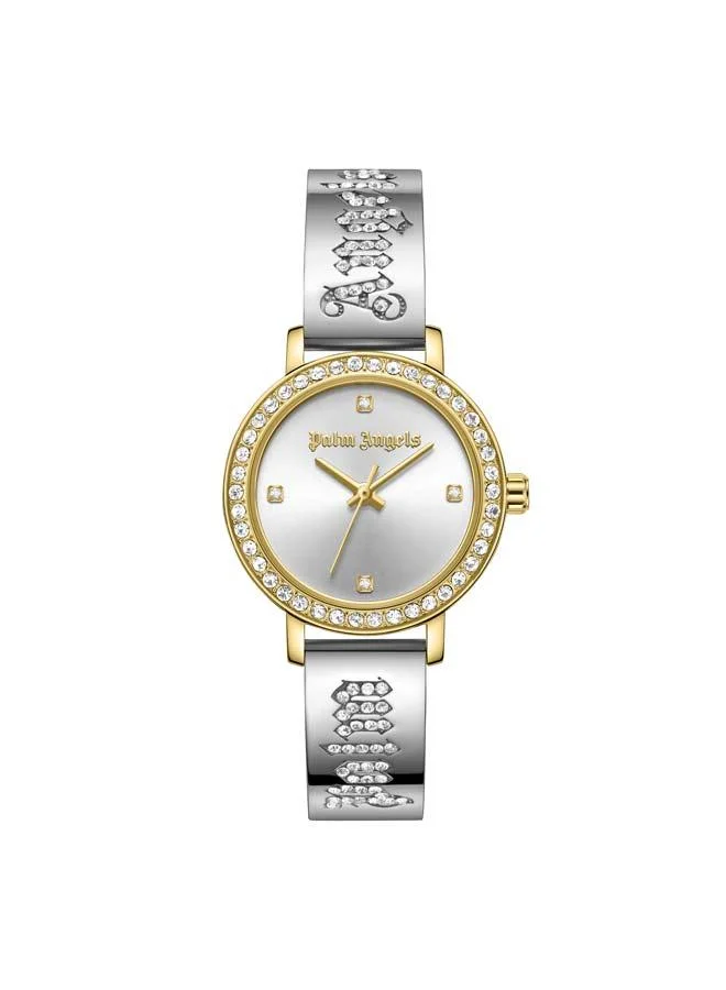 Palm Angels Mira White Dial Silver Stainless Steel Bracelet Analog Watch for Women, 28mm