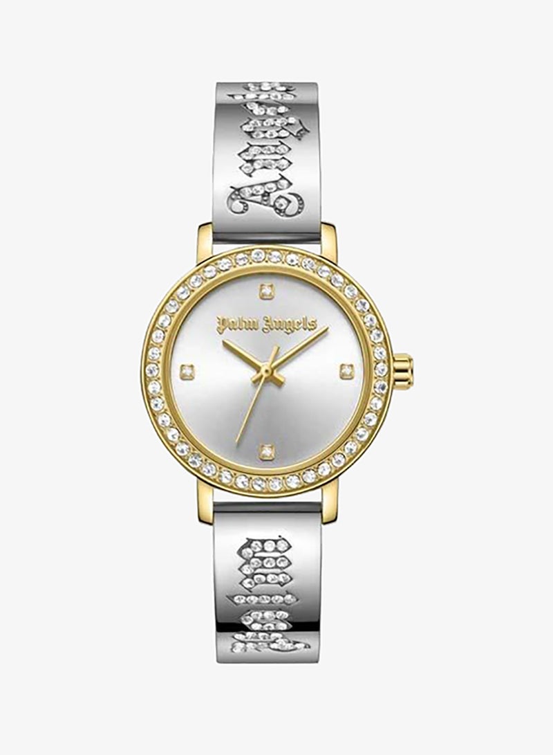 Palm Angels Mira White Dial Silver Stainless Steel Bracelet Analog Watch for Women, 28mm - Image 1