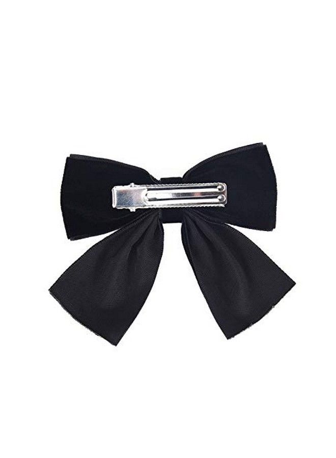 DEEKA 2 قطع 4" bows شعر مخملية مصنوعة يدويًا مشابك تمساح إكسسوارات شعر للفتيات الصغيرات المراهقات مجموعة من 2 باللون الأسود - Image 5