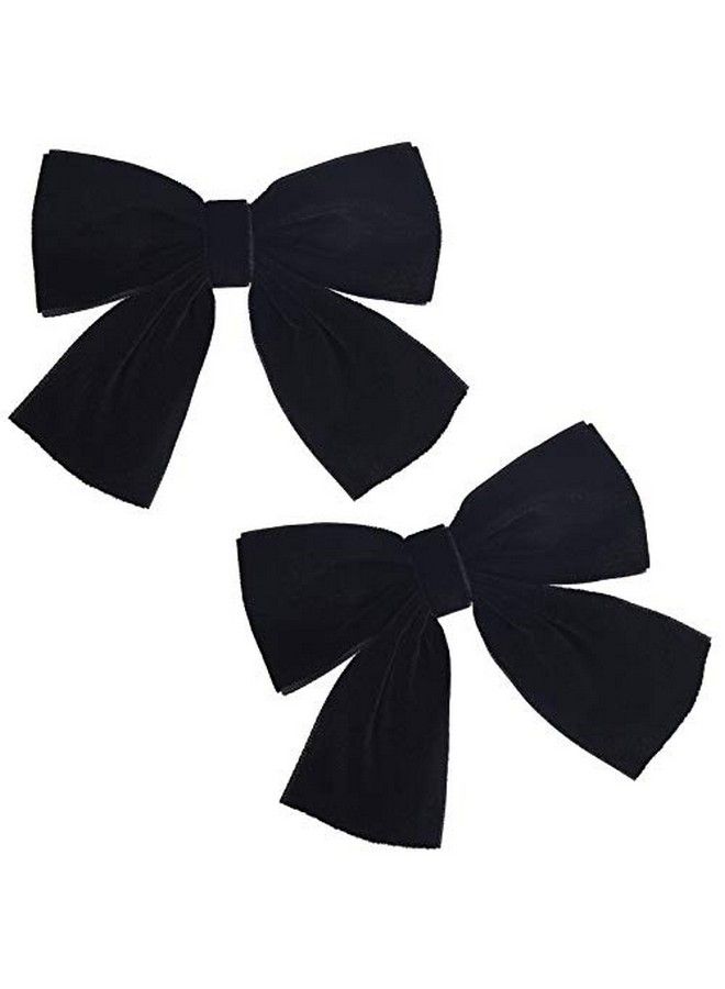 DEEKA 2 قطع 4" bows شعر مخملية مصنوعة يدويًا مشابك تمساح إكسسوارات شعر للفتيات الصغيرات المراهقات مجموعة من 2 باللون الأسود - Image 1
