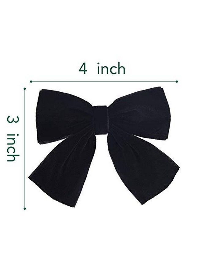 DEEKA 2 قطع 4" bows شعر مخملية مصنوعة يدويًا مشابك تمساح إكسسوارات شعر للفتيات الصغيرات المراهقات مجموعة من 2 باللون الأسود - Image 4