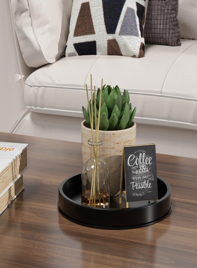 HGF Decorative Tray for Coffee Table,10 Inch Lightweight Metal Round Trays for Kitchen Sink Countertop Organizer Dining Table Centerpiece for Display Candle Vase, Black Round Tray for Bathroom Decor - Image 3