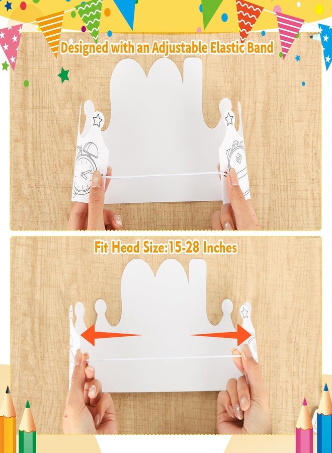 Sealmic 36 Set 100 Days of School Coloring Crowns 100th Day of School Paper Craft Crown Hats 100 Day Party Decorations Color Your Own Crafts for Students Classroom Activities Gift Celebration Supplies DIY Art - Image 4