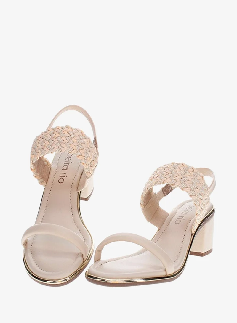 Beira Rio Cream Heels Sandal for Women – Stylish Ladies Heel Sandals & Sling Back Heels for Girls for Women | Best Price UAE
