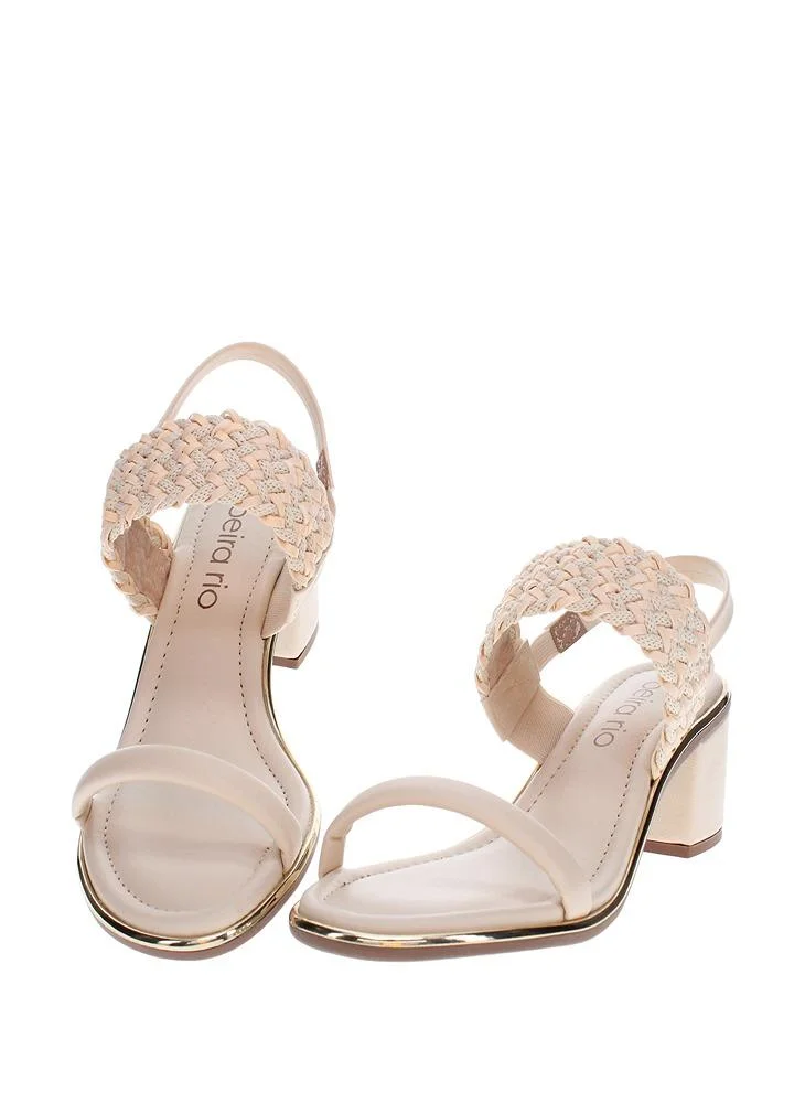 Beira Rio Cream Heels Sandal for Women – Stylish Ladies Heel Sandals & Sling Back Heels for Girls for Women | Best Price UAE