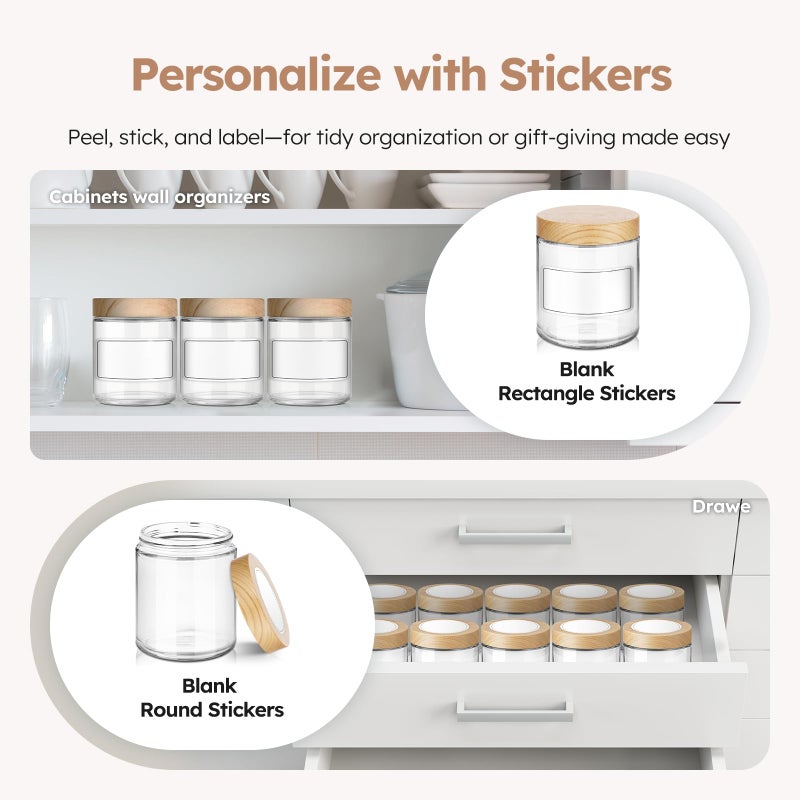 Tecohouse 8 oz Glass Jars with Lids, 12 Pack Small Glass Jars with Plastic Woodgrain Lids, Lotion Container Empty Cosmetic Travel Containers for Sample, Cream, Lotion, Honey, Powder - Image 5