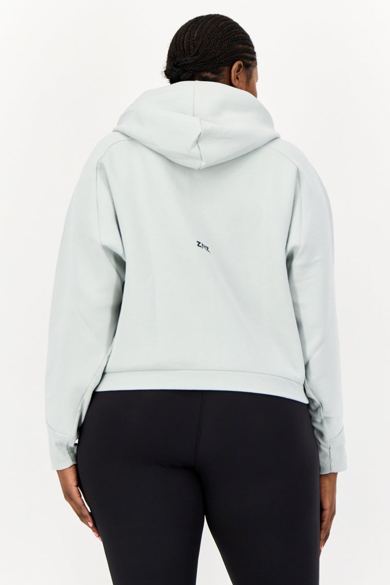 Adidas Women Sportswear Fit Long Sleeve Outdoor Sweatshirt, Light Grey  - Image 3