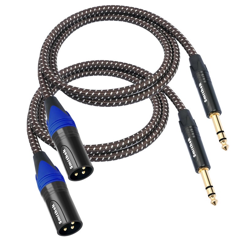 Smithok 2Pack 1/4" to XLR Cable,Heavy Duty Nylon Braided,Gold Plated Plug,Balanced 1/4" TRS (Quarter Inch 6.35mm) to 3pin XLR Male Patch Cable, Microphone Cable-3.3ft - Image 1