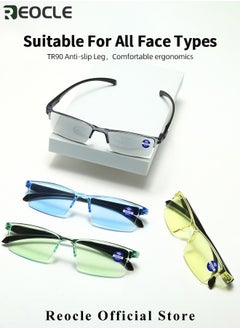REOCLE Anti Blue Ray Reading Glasses Portable Ultra-Light Readers Progressive Multifocus Computer Reading Glasses Multi Focus Eyeglasses Eyewear Anti Glare Eye Strain Ultralight for Men and Women  - Image 2