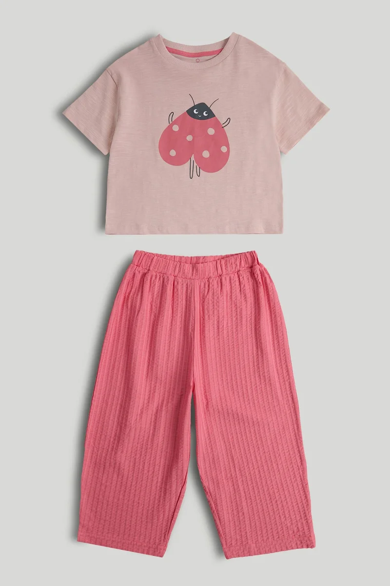 mothercare Pink Ladybird T-Shirt and Trousers Outfit