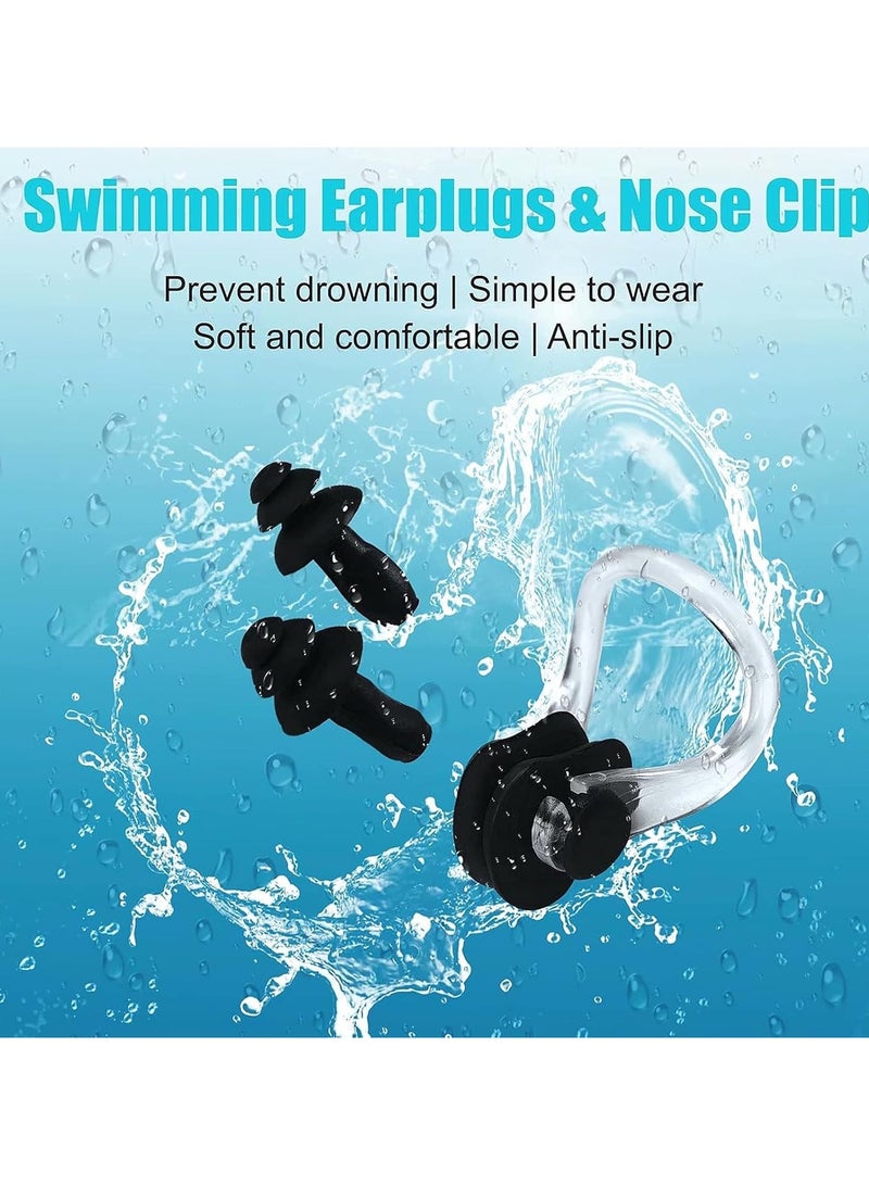 ماسكابوني قبعة سباحة للجنسين من بتصميم مريح ثلاثي الابعاد لحماية الاذن، قبعة سباحة مريحة من السيليكون مع حماية للاذن واحتقان الانف - Image 4