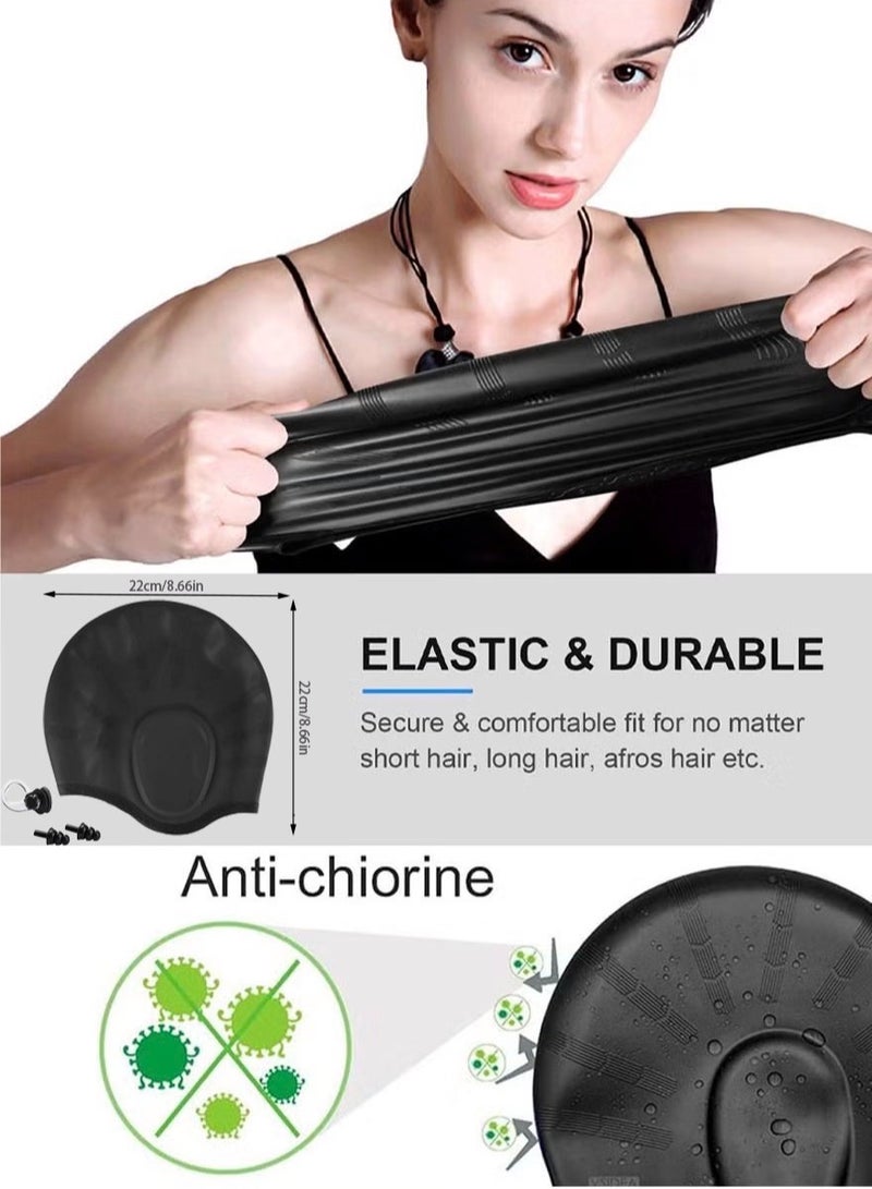ماسكابوني قبعة سباحة للجنسين من بتصميم مريح ثلاثي الابعاد لحماية الاذن، قبعة سباحة مريحة من السيليكون مع حماية للاذن واحتقان الانف - Image 5