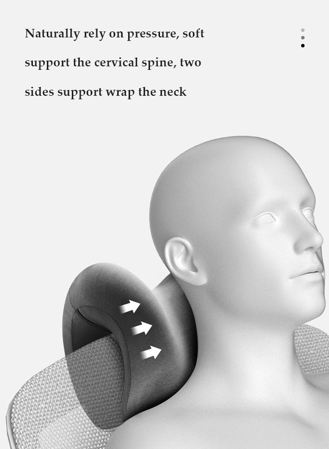 DUNISO Nap Pillow for Office School , multifunctional memory sponge pillow, office chair headrest, curved slope design, suitable for travel, office, school, 25 * 25 * 17cm, gray  - Image 4