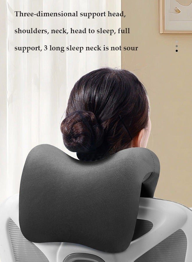 DUNISO Nap Pillow for Office School , multifunctional memory sponge pillow, office chair headrest, curved slope design, suitable for travel, office, school, 25 * 25 * 17cm, gray  - Image 5
