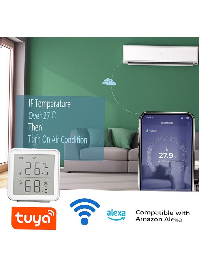 Generic - WiFi Smart Temperature Humidity Sensor Compatible with Alexa 230ft Super Long Range Wireless Digital Hygrometer Indoor Thermometer Humidity Meter Temperature Humidity Monitor Sensor - Image 1
