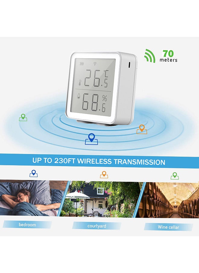 Generic - WiFi Smart Temperature Humidity Sensor Compatible with Alexa 230ft Super Long Range Wireless Digital Hygrometer Indoor Thermometer Humidity Meter Temperature Humidity Monitor Sensor - Image 1