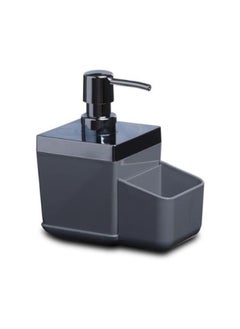 Primanova Toskana soap dispenser with sponge holder plastic for kitchen and bathroom 15 8.5 19.5 cm grey  - Image 2