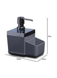 Primanova Toskana soap dispenser with sponge holder plastic for kitchen and bathroom 15 8.5 19.5 cm grey  - Image 3