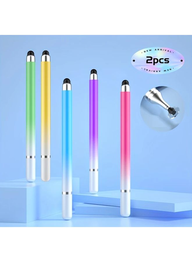 2pcs Green Gradient Stylus Pens For Ipad Touch Screen Compatible Smooth Art Office Writing Cute Pens - Image 1