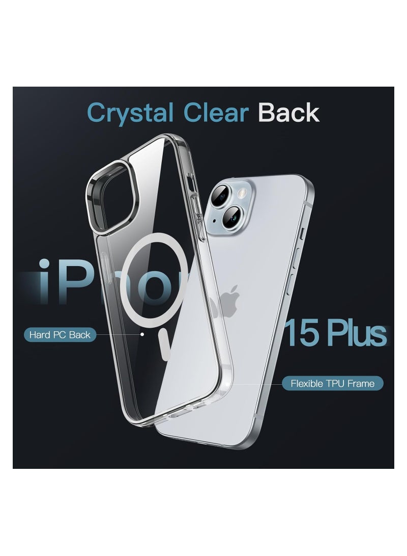 iPhone 15 Plus Magsafe Clear Case Stronger Magnets Shockproof Anti-Yellow & Anti-Scratch, Ultra Slim, Magnetic Magsafe Cover - Image 2