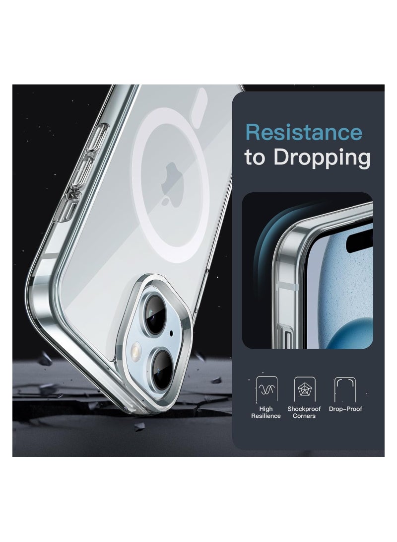 iPhone 15 Plus Magsafe Clear Case Stronger Magnets Shockproof Anti-Yellow & Anti-Scratch, Ultra Slim, Magnetic Magsafe Cover - Image 3