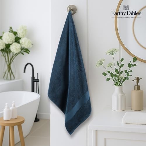 Earthy Fables Premium Bath Towel - 100% Combed Cotton, 600 GSM, Ultra Soft, Quick Dry and Highly Absorbent for Home, Travel and Acne-Prone Skin, 150 x 70 cm, Dark Teal, Set of 2 - Image 2