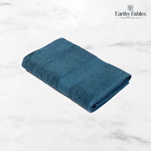 Earthy Fables Premium Bath Towel - 100% Combed Cotton, 600 GSM, Ultra Soft, Quick Dry and Highly Absorbent for Home, Travel and Acne-Prone Skin, 150 x 70 cm, Dark Teal, Set of 2 - Image 3