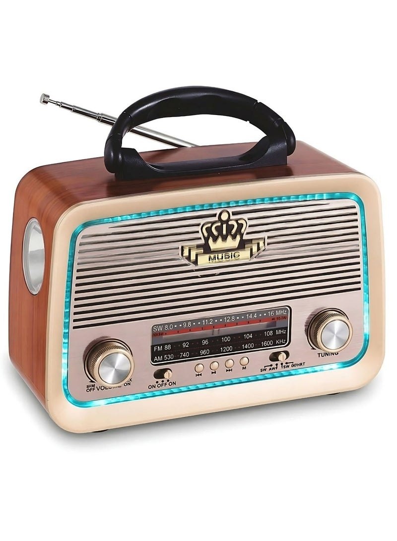 PRIMO PLUS Portable radio FM - AM - SW Gold/Brown/Black Bluetooth Portable Audio TF Card USB Flash disk Aux playback - Image 1