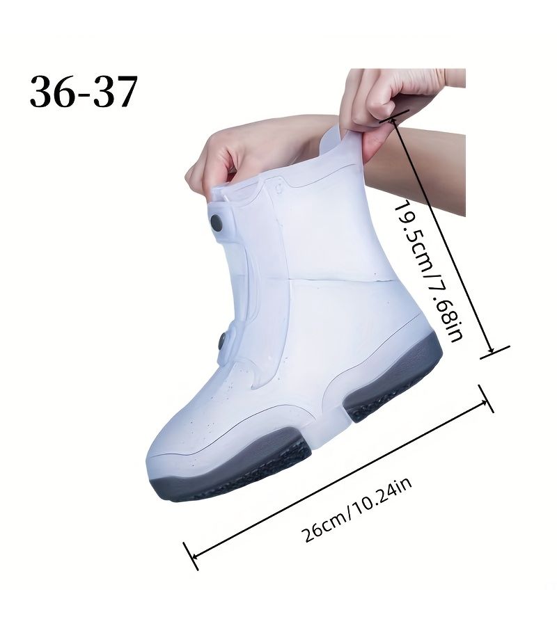 White Non Slip Shoe Covers With Button Closure For Shoes Size 44 45 - Image 2