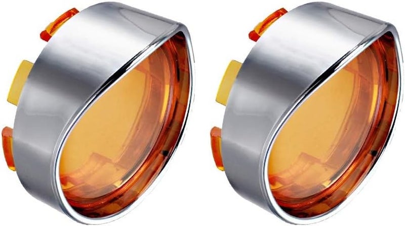 NTHREEAUTO Turn Signal Visors Lights Lens Covers for Harley Dyna Fatboy Softail Road Glide (Amber, Qty: 2) - Image 1