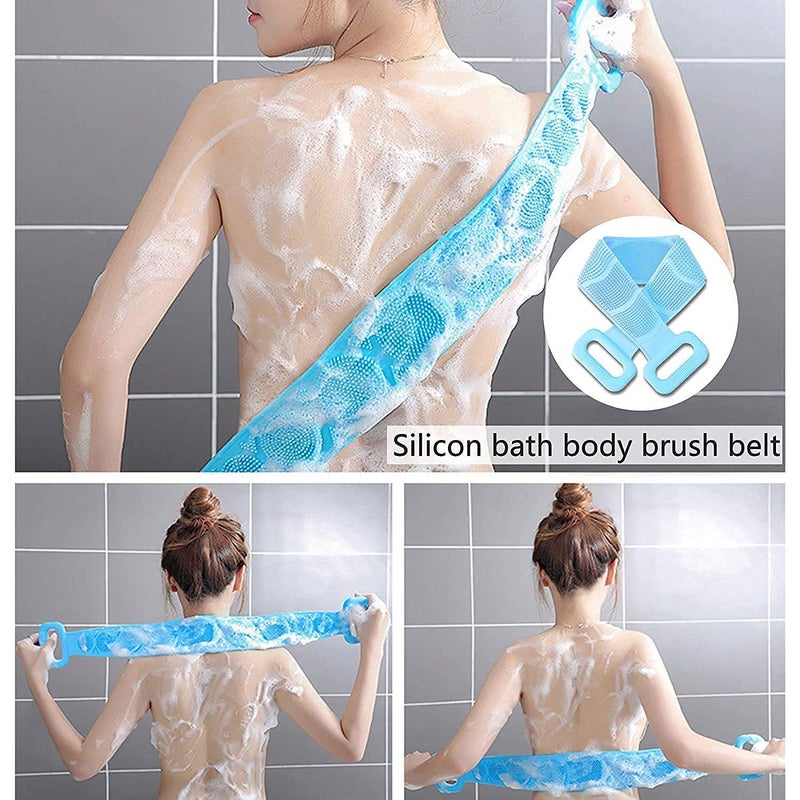 Shopfleet Bath Brush With Shampoo Dispenser Bath Brush and Scrubber Bath Brush and Belt Bath Scrubber For Body Women Combo Bath (Multicolor)(BELT + BRUSH) - Image 4