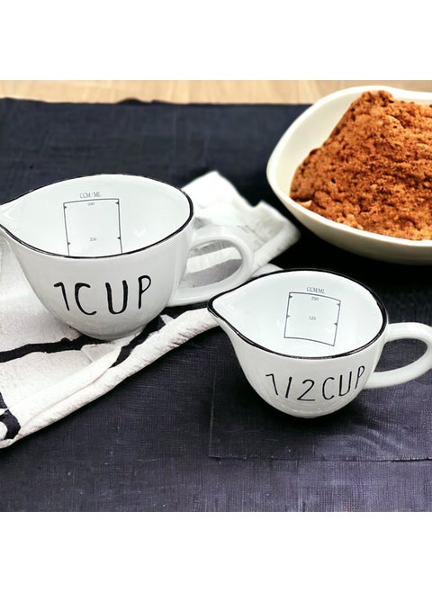 Set of 2 Ceramic Measuring Cups 250 ml/500 ml