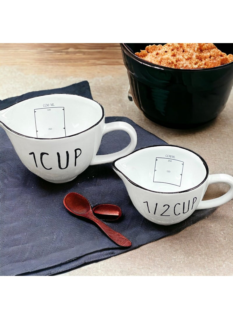 Yzhome - Set of 2 Ceramic Measuring Cups 250 ml/500 ml - Image 1