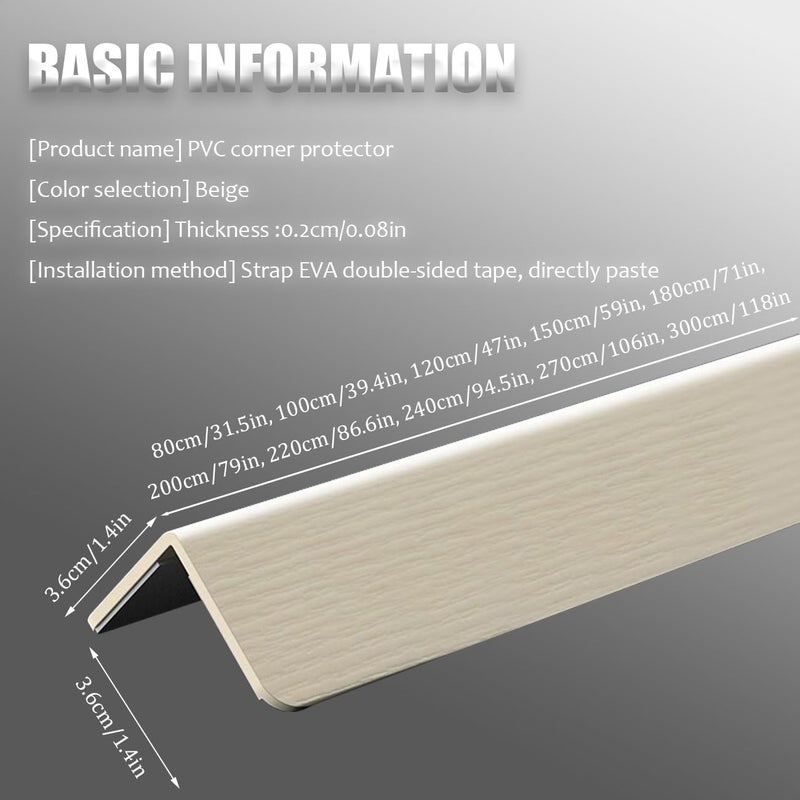 Wall Corner Protector,Corner Guards, Corner Guards for Walls, Self Adhesive Corner Wall Protector from Furniture, Corner Shield Protecting/Repairing Wall Corner(Size:300 * 3.6cm/118 * 1.4in) - Image 2