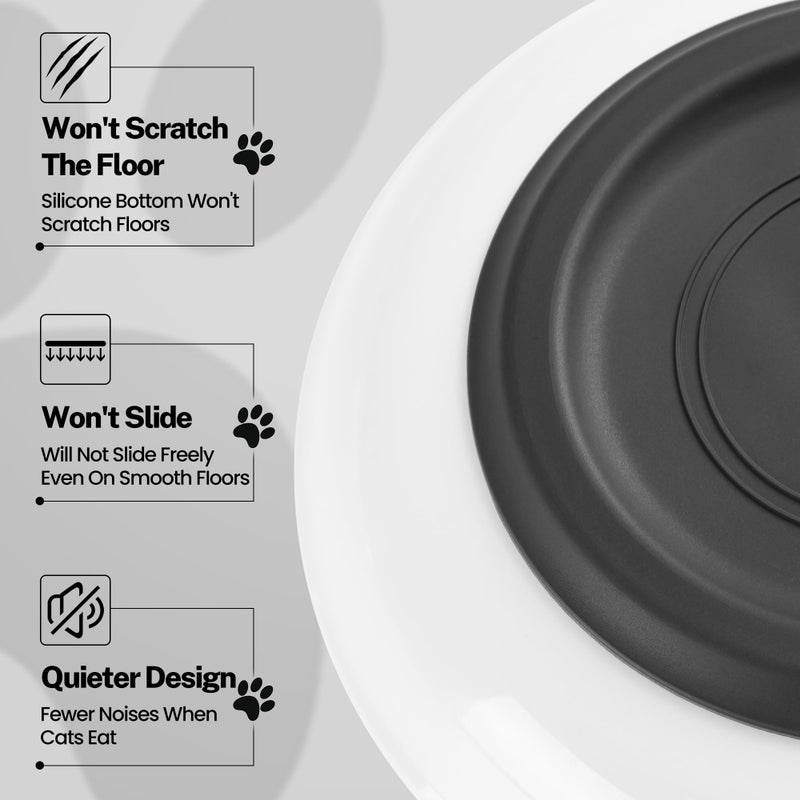 Kitwinney Cat Food Bowls, Whisker Friendly Ceramic Cat Bowls with Nonslip Silicone Bottom, Pack of 3 Quiet Cat Dishes and Plates for Feeding Indoor Cats, Kittens and Small Dogs(Fishbone) - Image 3