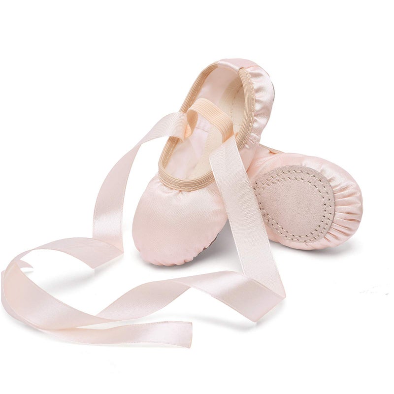 Stelle Ballet Shoes for Girls Satin/Ribbons Ballet Slippers Dance Shoes(Toddler/Little/Big Kids)(Ballet Pink,9MT) - Image 1