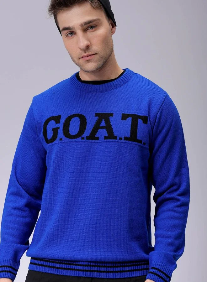 The Indian Garage Co Men Relaxed Fit Typography Crew Neck Sweater