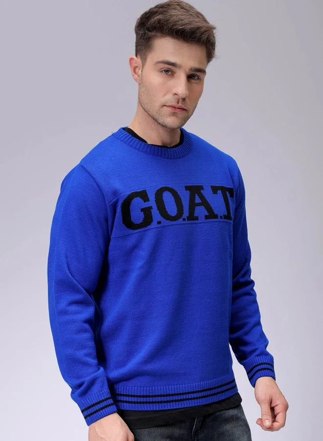 The Indian Garage Co Men Relaxed Fit Typography Crew Neck Sweater