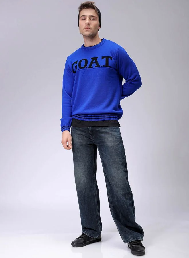 The Indian Garage Co Men Relaxed Fit Typography Crew Neck Sweater