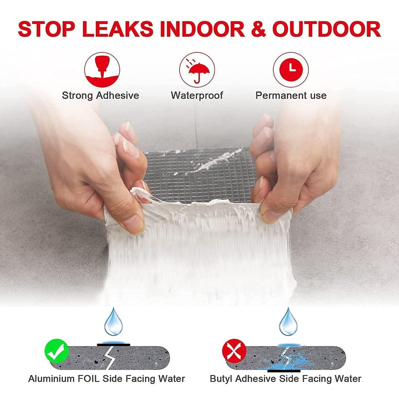 Rylan Super Strong Adhesive Waterproof Permanent Repair Aluminum Butyl Tape Rubber Foil Suitable for Roof Leak, surface Crack, Window Sill Gap, Boat Sealing, Home Renovation (10CM*5M (Pack Of 1)) - Image 3