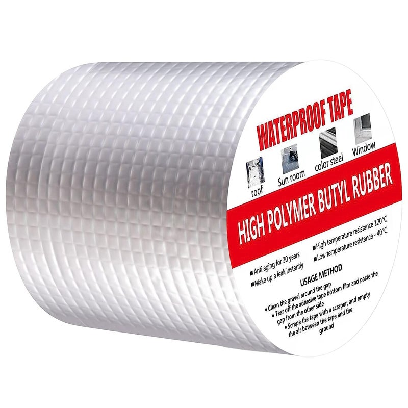 Rylan Super Strong Adhesive Waterproof Permanent Repair Aluminum Butyl Tape Rubber Foil Suitable for Roof Leak, surface Crack, Window Sill Gap, Boat Sealing, Home Renovation (10CM*5M (Pack Of 1)) - Image 1