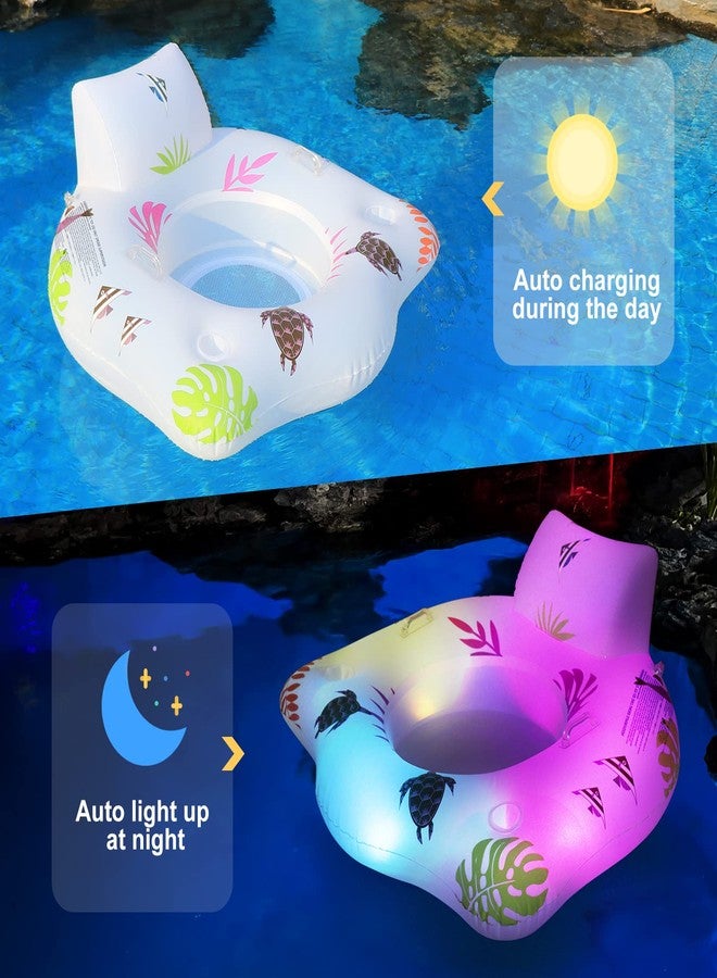 DeeprBlu Inflatable Pool Floats Chair with Color Changing Light, Solar Water Floats for Adults with 2 Cup Holders & 2 Armrests, Beach Float Pool Sofa, Pool Raft Lounge Pool Floaties for Adult - Image 2