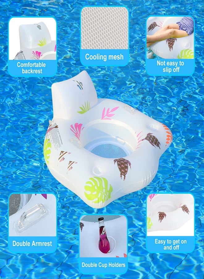 DeeprBlu Inflatable Pool Floats Chair with Color Changing Light, Solar Water Floats for Adults with 2 Cup Holders & 2 Armrests, Beach Float Pool Sofa, Pool Raft Lounge Pool Floaties for Adult - Image 3