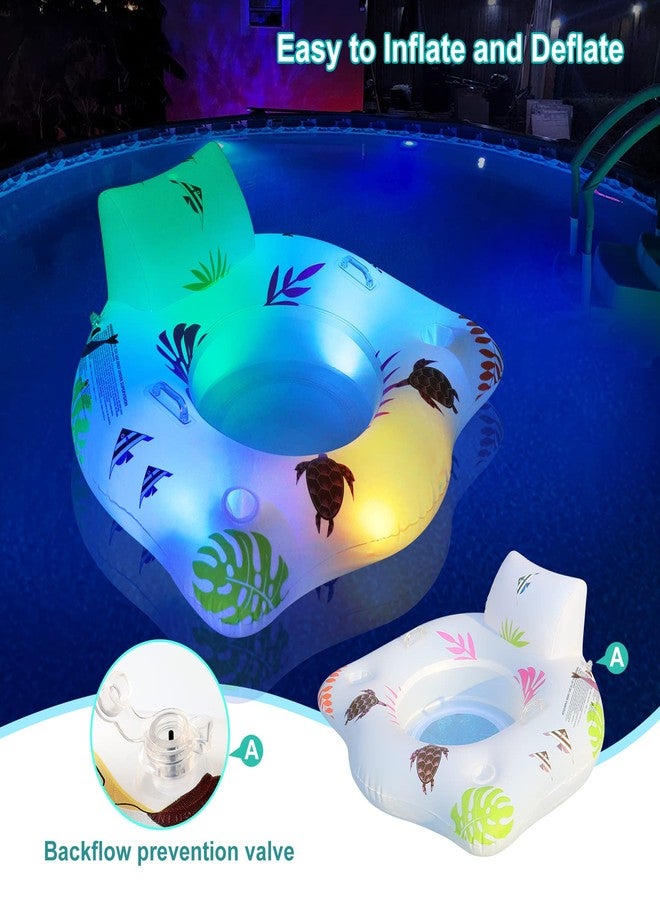 DeeprBlu Inflatable Pool Floats Chair with Color Changing Light, Solar Water Floats for Adults with 2 Cup Holders & 2 Armrests, Beach Float Pool Sofa, Pool Raft Lounge Pool Floaties for Adult - Image 5