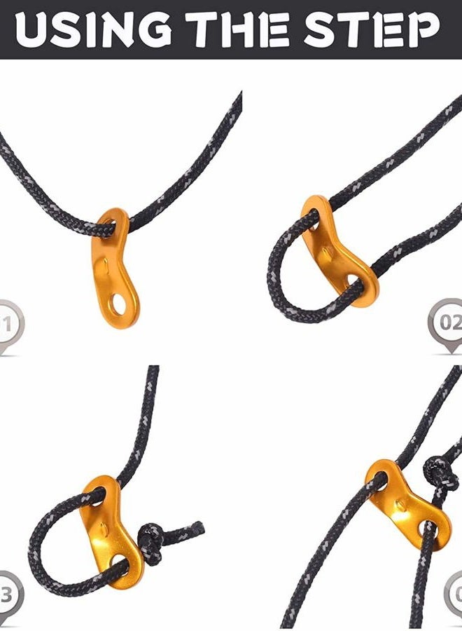 HIKEMAN 6 عبوات حبال خيمة خارجية 4 مم خفيفة الوزن مع ضبط الألمنيوم وحقيبة للتخييم، المشي لمسافات طويلة، وحمل الظهر (أخضر فوسفوري) - Image 3