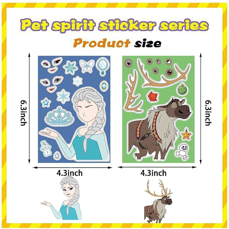 LHST 24 Sheets Make a Face Frozen Stickers for Girls Boys, Make Your Own Stickers for Kids Toddlers, Preschool Children Crafts Party Favor, Rewards, Art Craft, Birthday Gift (Frozen) - Image 2